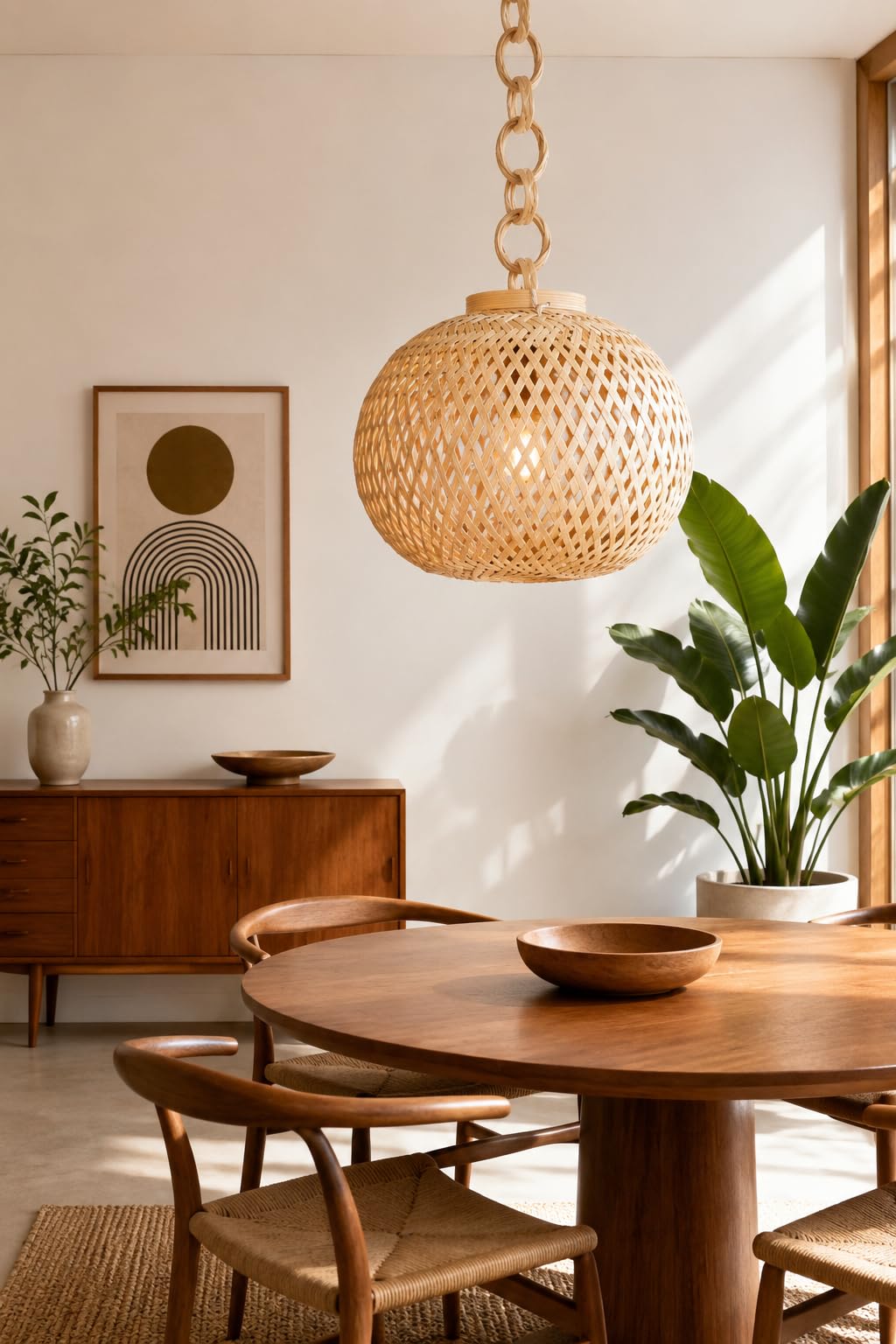 Handmade Bamboo Pendant Lamp Shade | Handcrafted, Ball Shape, Hanging Design, Home Decor, Bamboo Material-image-10