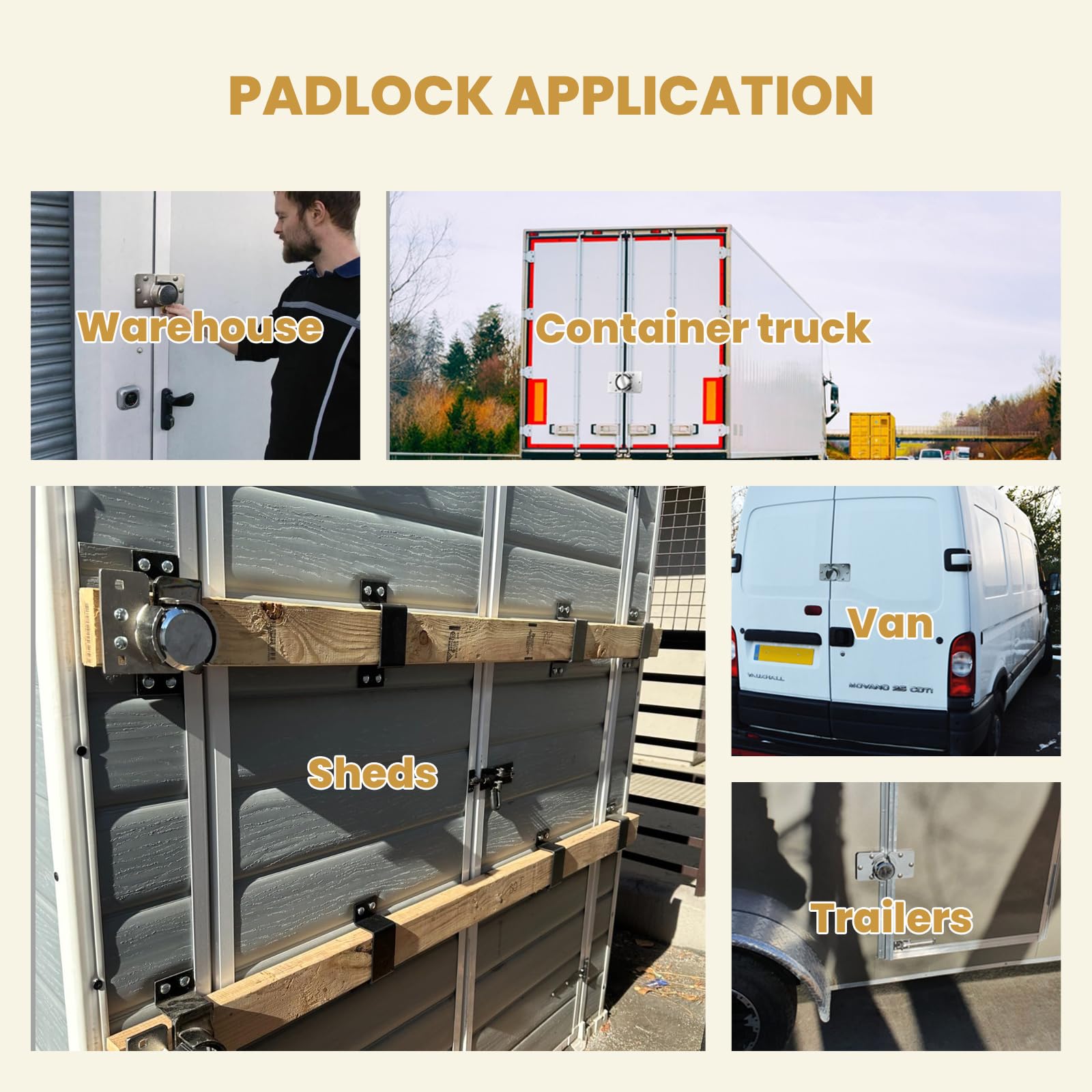 Paquete de 2 candados para puerta de furgoneta con llave igual resistente de acero sólido de 73 mm, cerradura de seguridad con 4 llaves para camiones, puertas, furgonetas