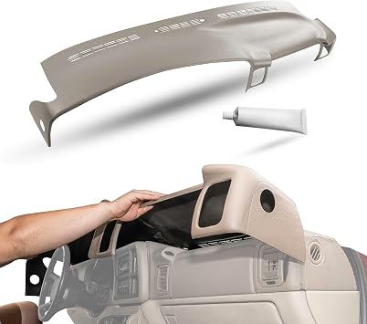 DashSkin Dash Cover Compatible with 2000-2006 Chevrolet Tahoe Suburban Yukon Avalanche & 99-06 Chevy Silverado GMC Sierra in Medium Neutral Light Tan - Hard Molded Plastic Dashboard Cap