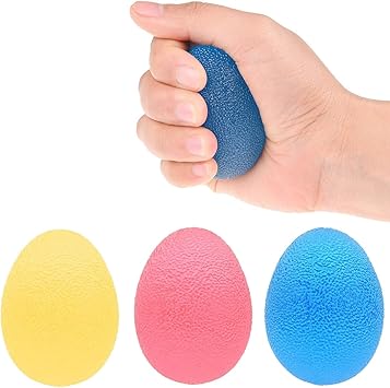 Hand Exercise Balls - Egg Shaped - 3 Squeeze Resistances Soft, Medium, Firm - For Hand Training, Physical Therapy, Injury Rehabilitation
