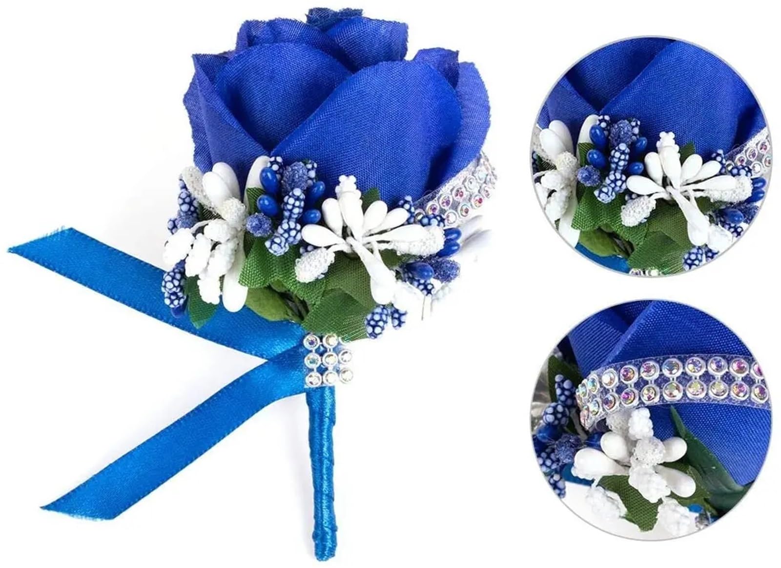 2 Spille Da Uomo Con Fiore Artificiale BUUEERR – Bouquet Classico Bianco E Rosa Per Matrimonio E Feste - 2