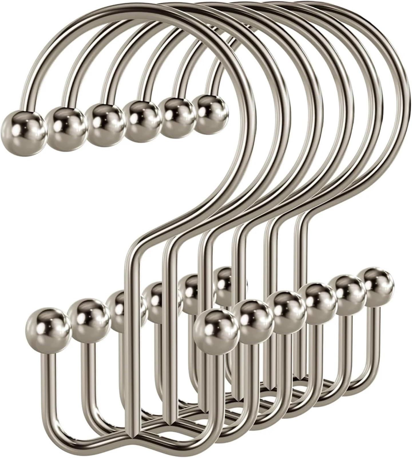 12pcs Shower Curtain Hooks Nickel Rings For Bathroom Rod for Bathrooms(A Nickel)