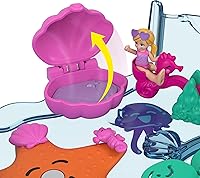 Vista 3 de Polly Pocket Acuario de burbujas con tema submarino, 2 características de fabricación de burbujas, piscina, micro polly y muñeca de sirena, solución