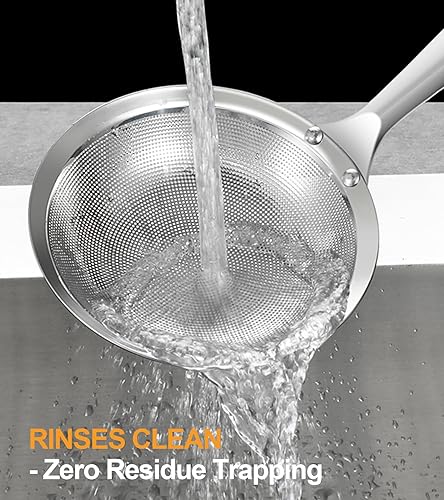 Miniatura 4 de Cuchara espumadera de acero inoxidable, colador de malla fina para cocinar, colador de pasta y desnatador de olla caliente, apto para lavavajillas