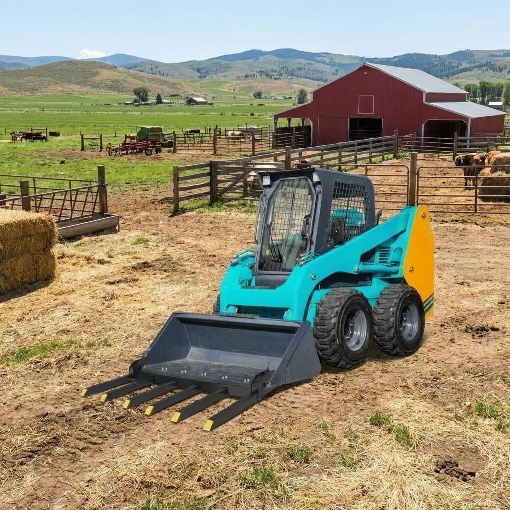 Clamp-On Debris Forks for 60" Loader Bucket – 4000 lbs Heavy Duty Pallet Fork Attachment – Sturdy Steel Construction – Fits Skid Steer/Tractor – Yellow