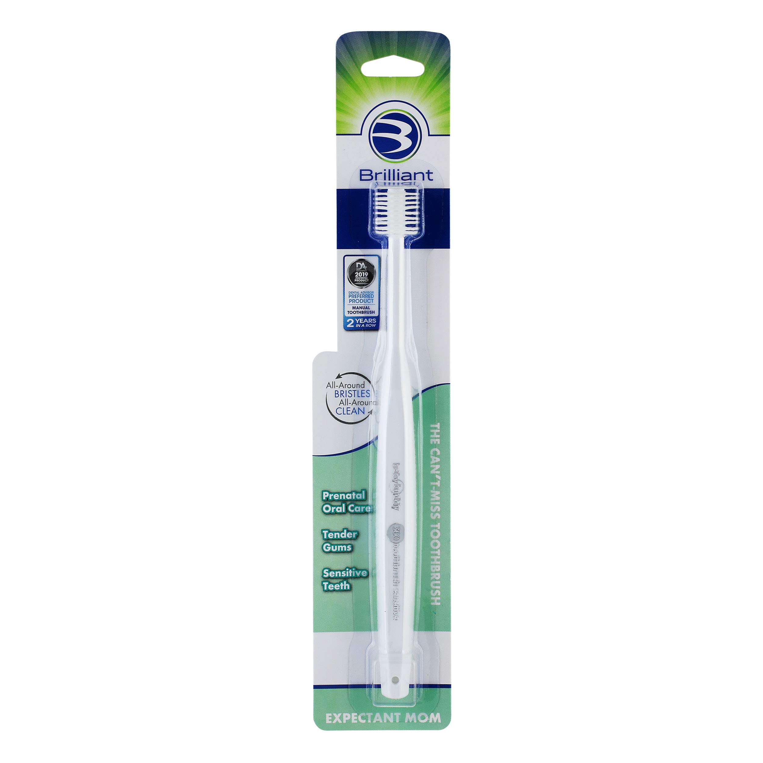 Brilliant Oral Care Expectant Mom Toothbrush a Pregnancy Must Have with Gentle Extra Soft Bristles Round Head for