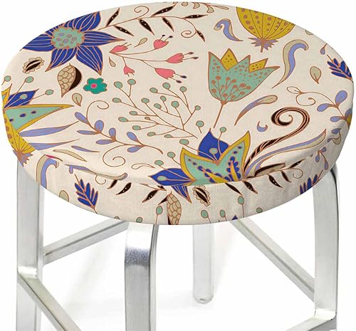 Miniatura 2 de Swono Funda de cojín acolchada para silla de bar redonda con tela elástica, funda de cojín redonda para asiento de silla, funda de terciopelo suave