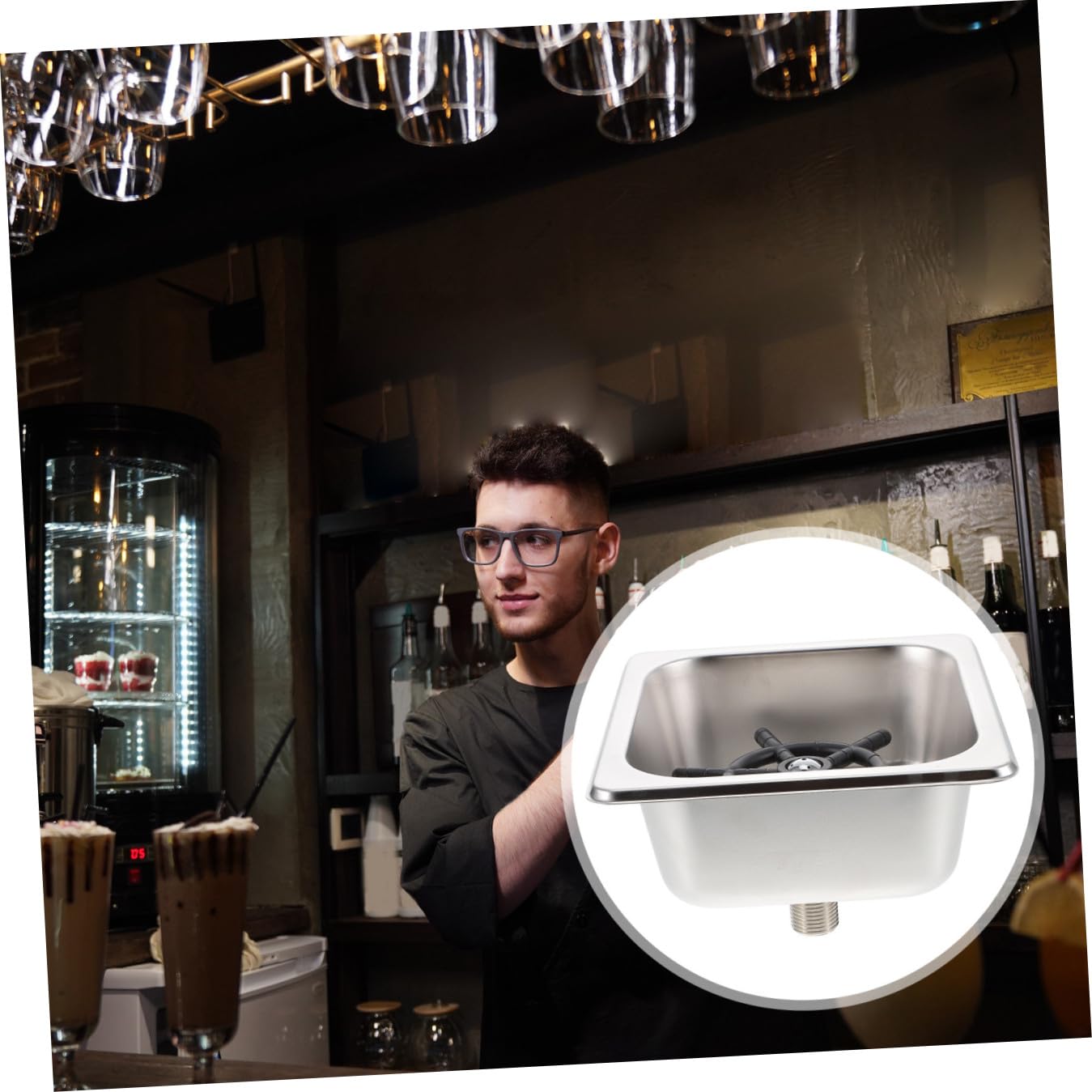 Lavabicchieri in Acciaio Inox Automatico ad Alta Pressione per Bar e Casa Lavabottiglie Multifunzione Tubo Risciacquo Rapido per Bicchieri di Vetro di Varie Dimensioni