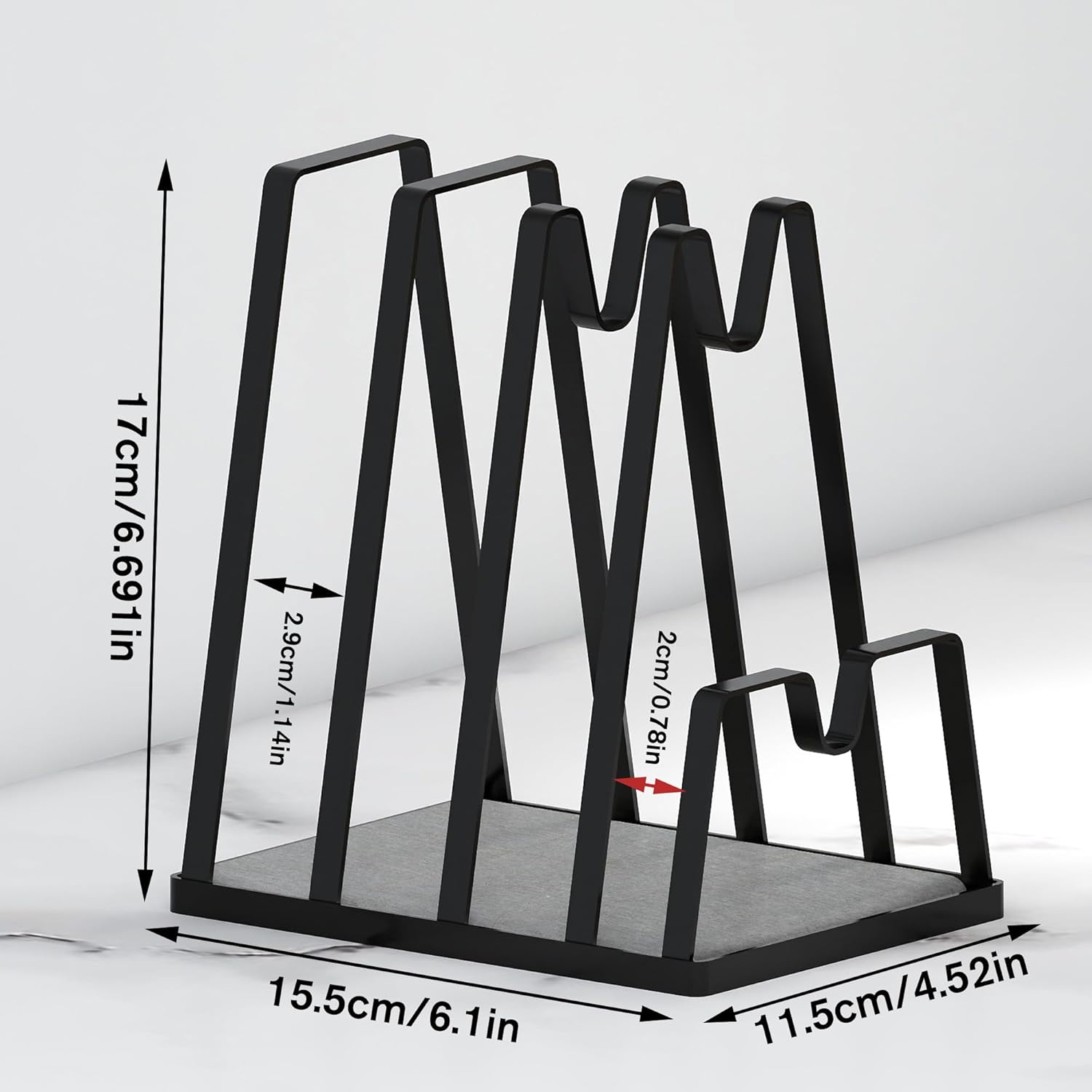 YIGII Pot Lid Cutting Board Organizer with Diatomite Stone, Black Pan Lid Organizer and Spoon Rest Rack, Multifunctional Utensil Holder for Stove top and Kitchen Counter - Image 6