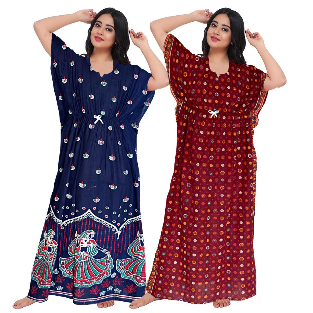 Women's Pure Cotton Nightwear Casual Nighty (FASHION-1082 XL) Maroon-image-0