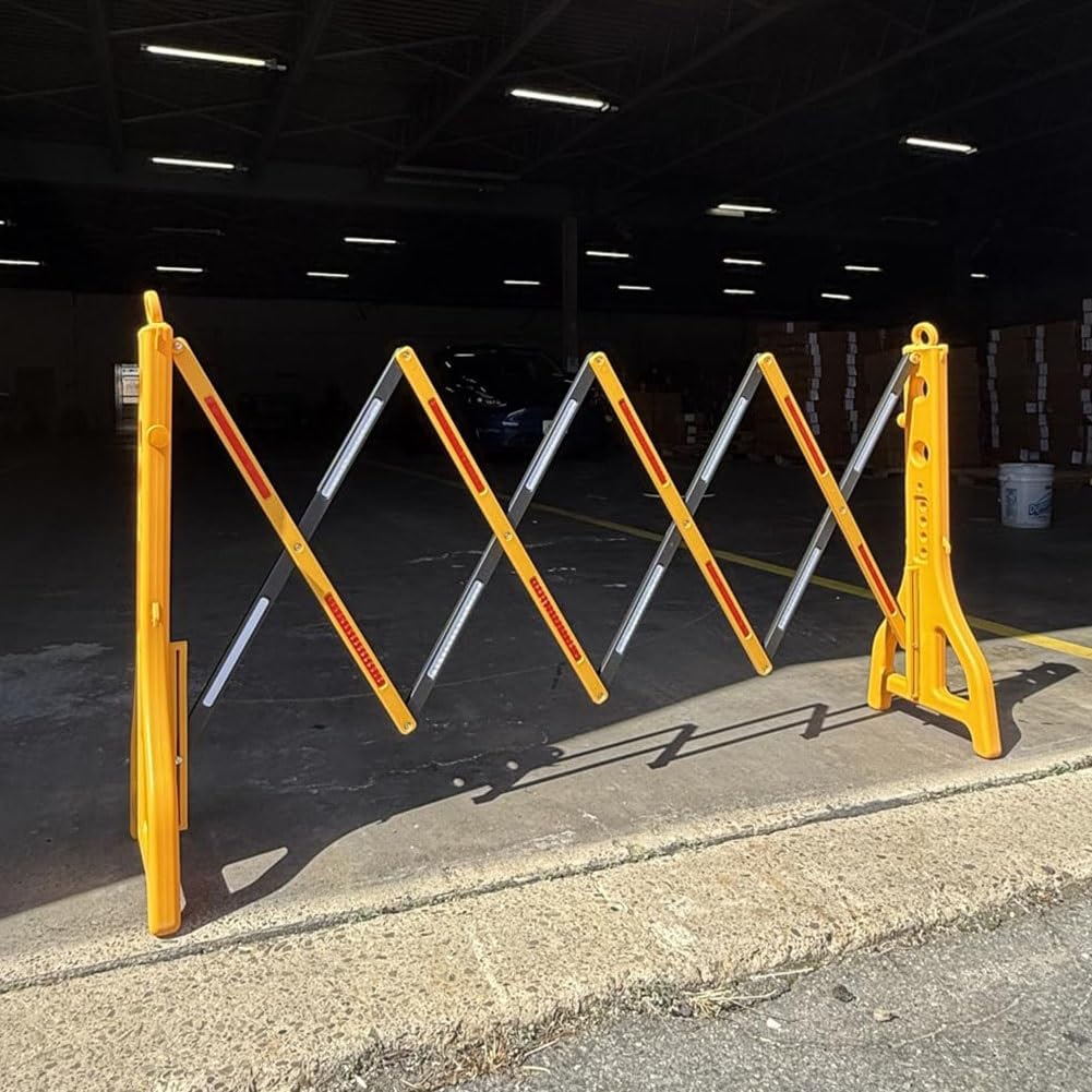 Genérico Barrera de Seguridad retráctil y Extensible: Barrera de Seguridad Plegable y Ajustable para entradas de vehículos, Control de multitudes en Exteriores, gestión de tráfico, soluciones de cerc