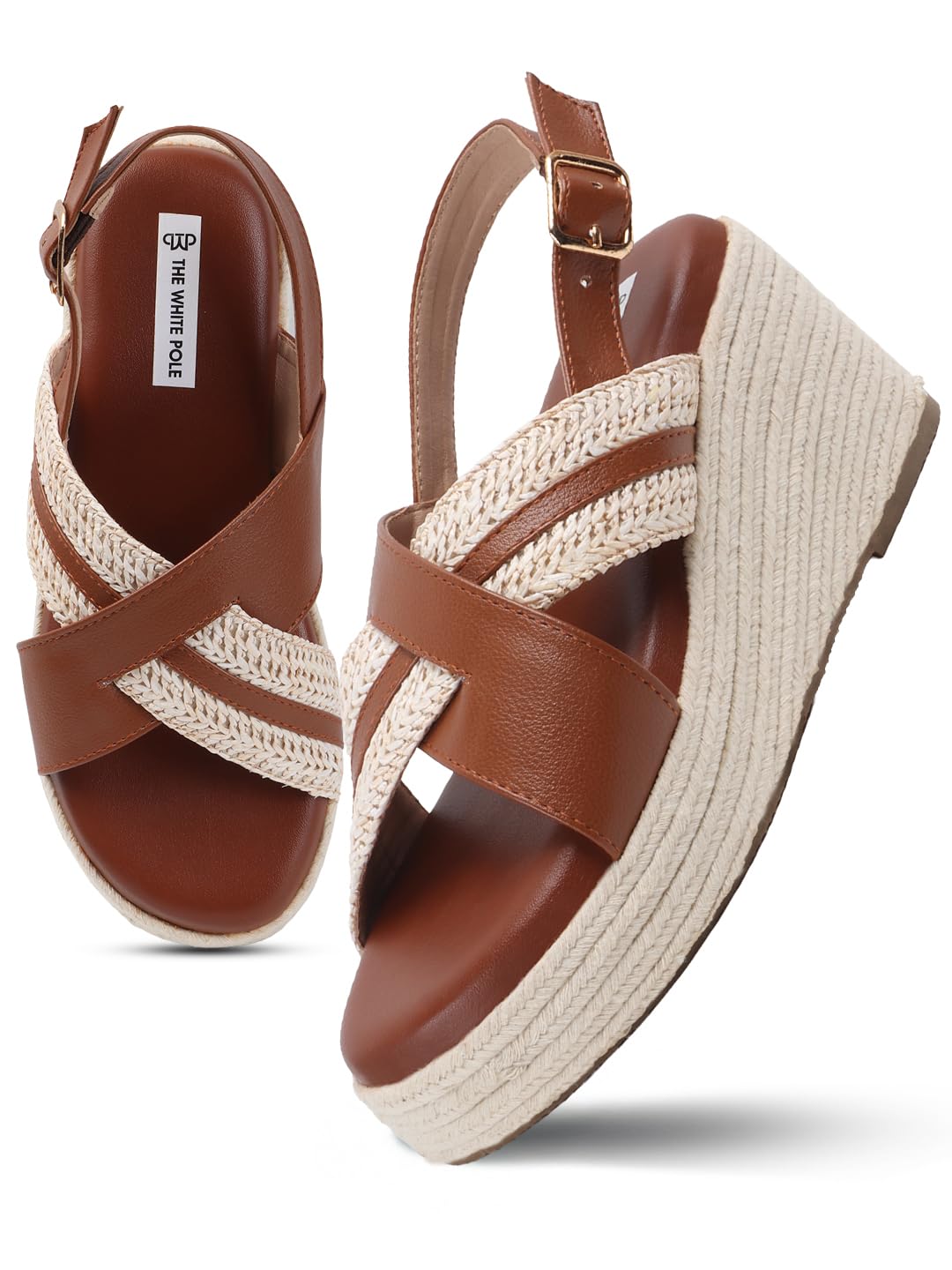 the white pole Trendy Cross Strap Wedges Heel Sandals For Women-picture-27