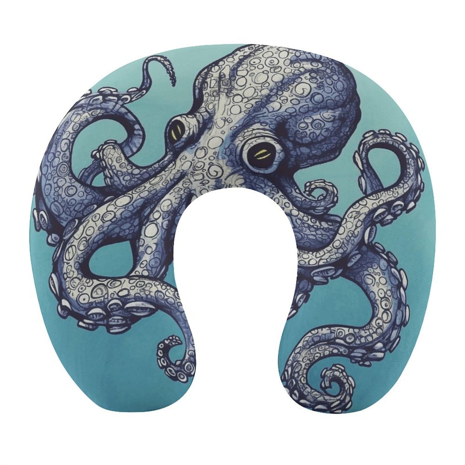 MUSM Octopus Design Travel Pillow for Sleeping Comfortable Portable U Shaped Pillows for Airplane Car Train Lightweight Memory Foam Neck Pillow for Home Office Travelling