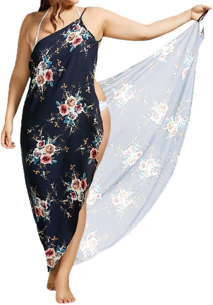JOYORUN Women's V-Neck Long Dress Summer Beach Wrap Dress Bathrobe Towel Travel Spa Swimming Large Size