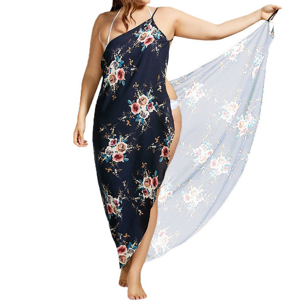 JOYORUN Women's V-Neck Long Dress Summer Beach Wrap Dress Bathrobe Towel Travel Spa Swimming Large Size