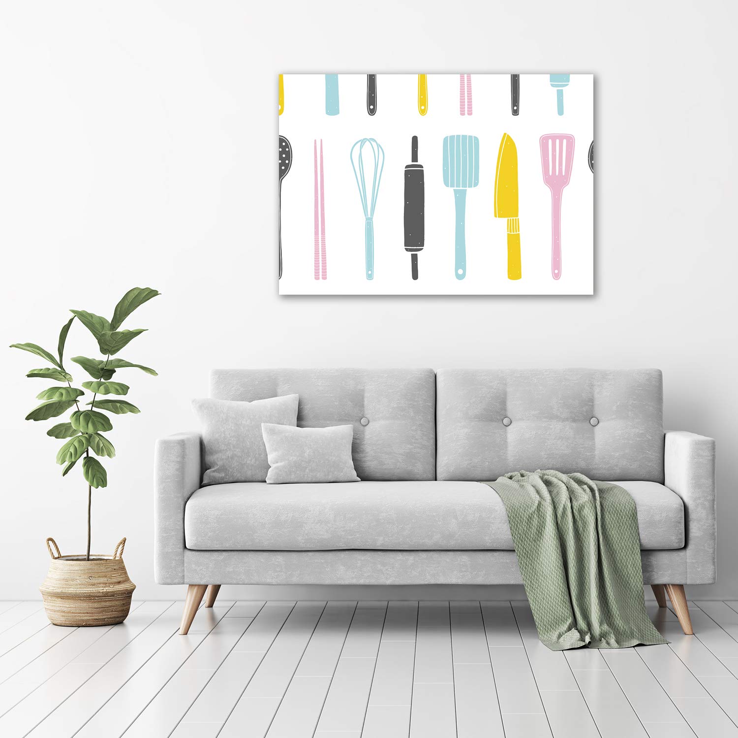 Tulup Tirages sur toile - art mural - tirages sur toile - thème d'image - 100x70 cm - Nourriture et boissons - Multicolore - Ustensiles De Cuisine