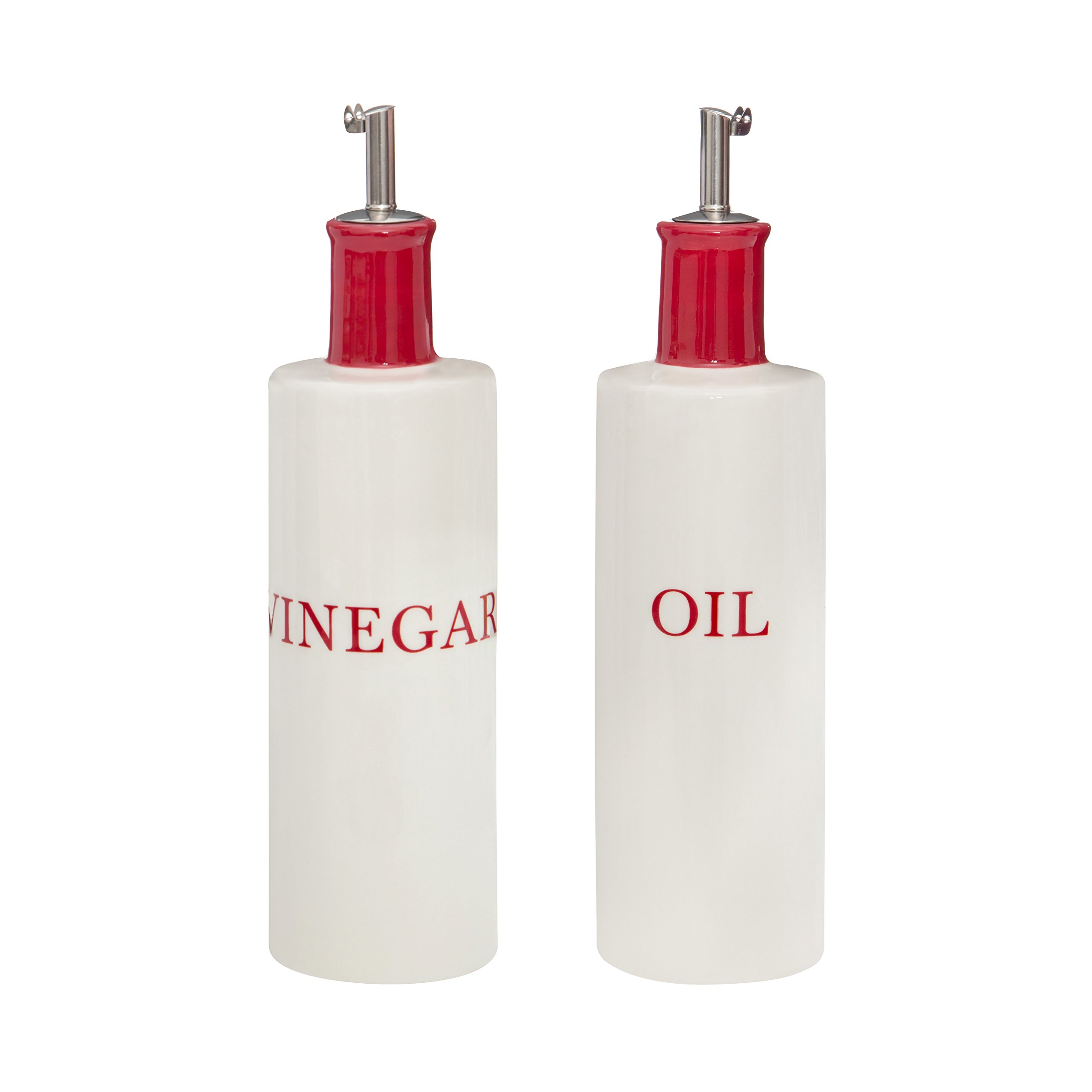 Premier Red/Cream Housewares Hollywood Oil And Vinegar Set, Set Of 2