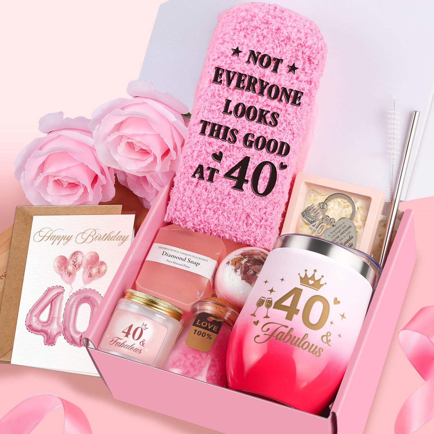 40th Birthday Gifts Women, 40 Year Old Birthday Gifts for Women Self Care Relaxing Spa Gift Basket Fabulous 40th Birthday Gift Idea for Her Happy 40Yr Birthday Gift for Woman Mom Wife Sister Friends