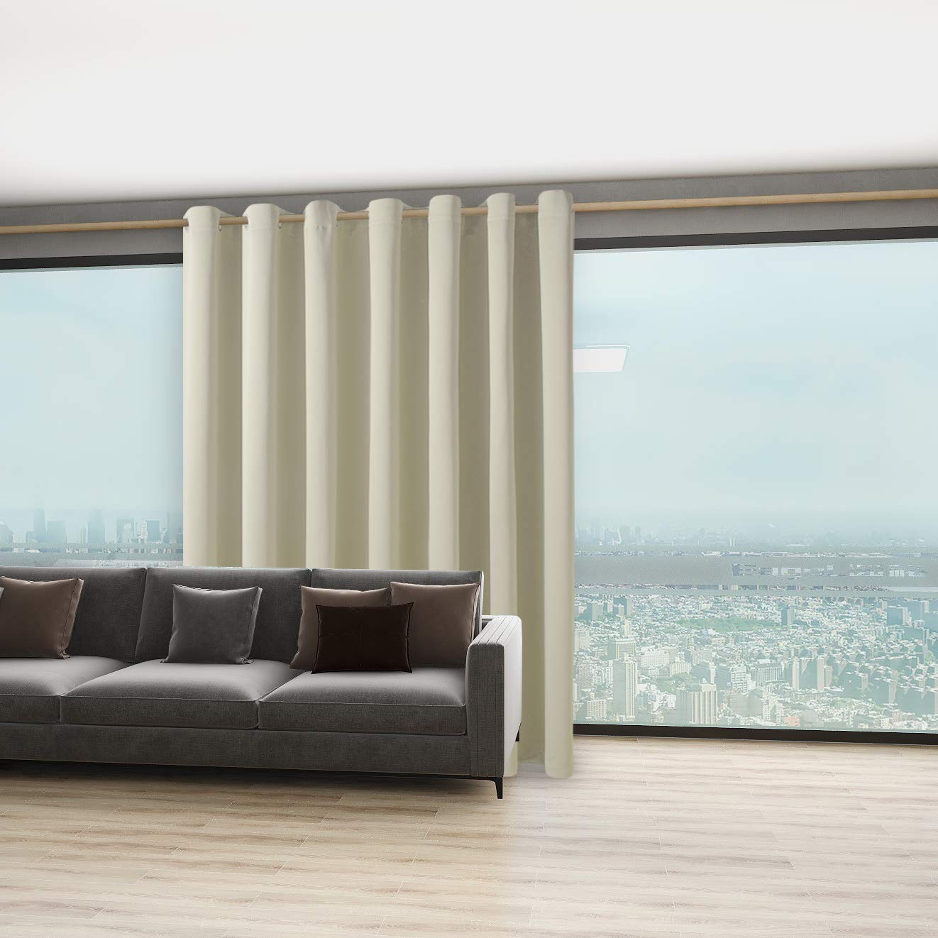 Bonzer Rideau occultant Extra Large avec réduction du Bruit pour Appartement, Studio, 274 x 381 cm (L x l) - 1 Panneau - Crème