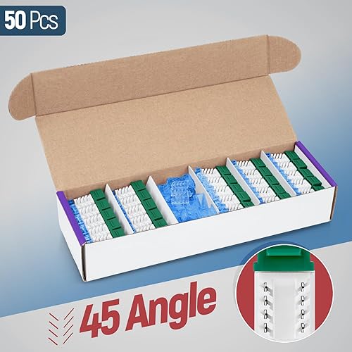 Miniatura 25 de Everest - Paquete de 50 conectores Keystone RJ45 Cat6 en ángulo de 45°, color blanco, conectores RJ45 hembra de perfil delgado, conector Keystone