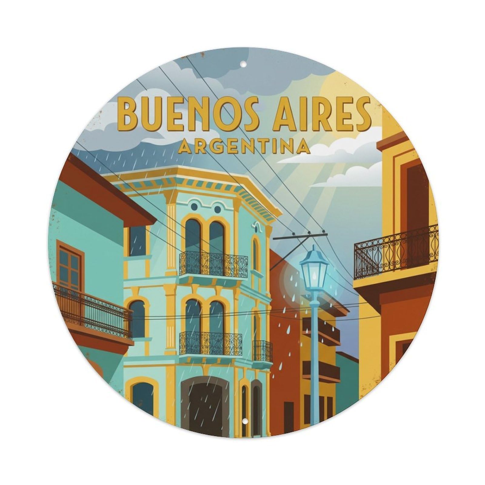 Vintage Travel Buenos Aires Argentina Weather Metal Tin Sign