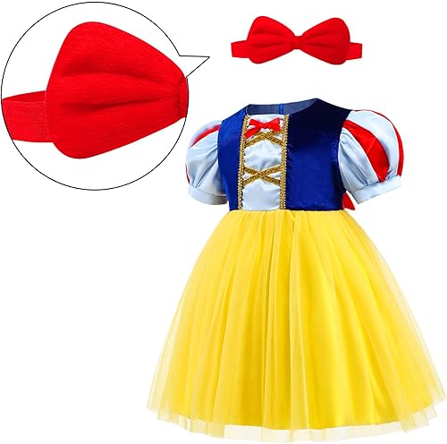 Miniatura 4 de Princess Snow White Costumes for Toddler Girls,Princess Snow White Dress for Kids,Birthday Halloween Party Dress Up