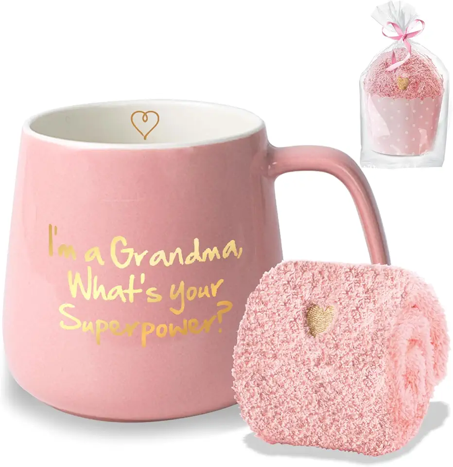 Keramisk rosa kaffemugg för mormor