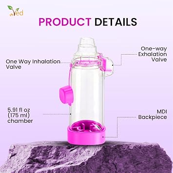 VED Inhaler Spacer Device for Metered Dose Inhaler, Universal Spacer for Adults and Children, Anti Static Spacer for Inhaler, Latex and BPA Free Materials.