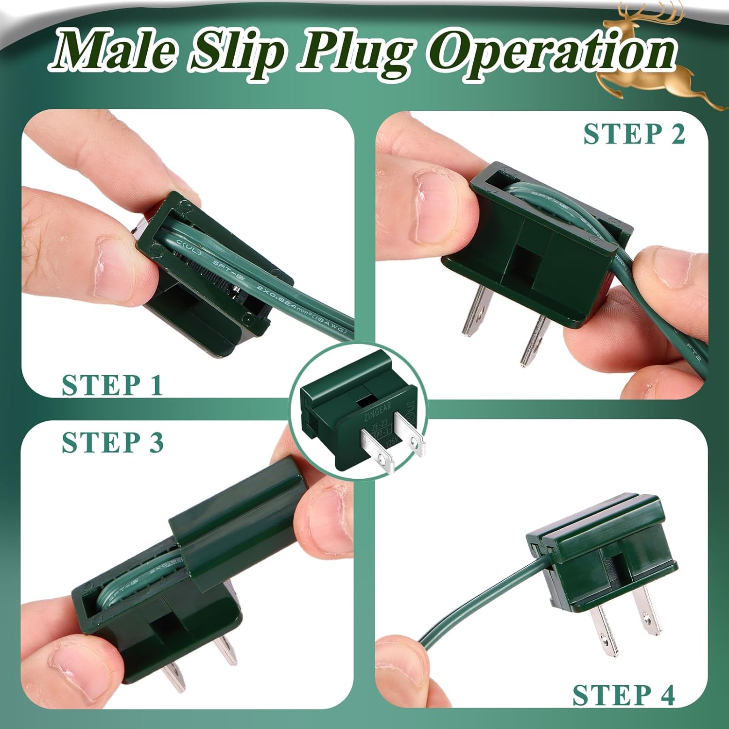 60FT SPT-1 Christmas Electrical Wire with 6 Vampire Plugs,3 Wire Connectors,18 Gauge Wire 2 Conductor Electrical Wire,18/2 Low Voltage Wire,18 AWG Wires Extension Cord for Xmas Holiday Outdoor Light