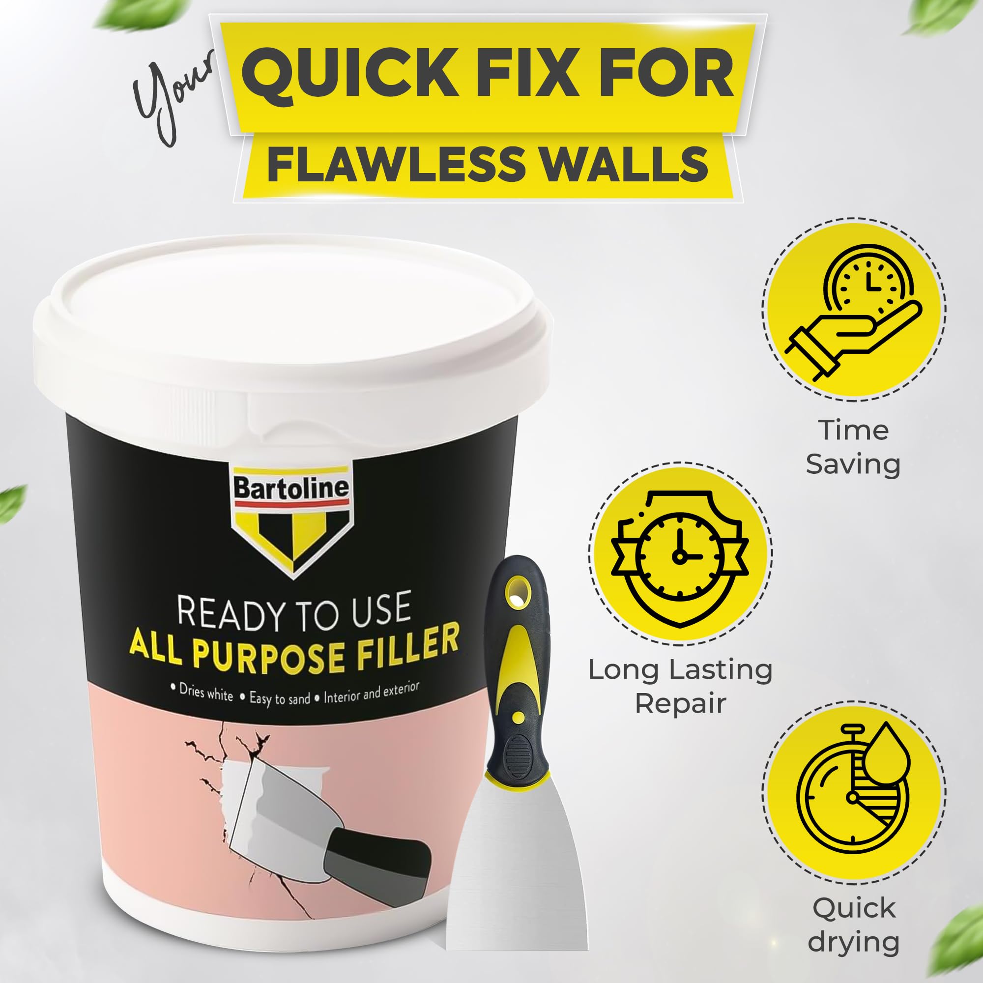 Wall Filler - All-Purpose 600g Ready Mixed Crack & Hole Repair Paste for Plaster Wood & Plasterboard, White - Image 2