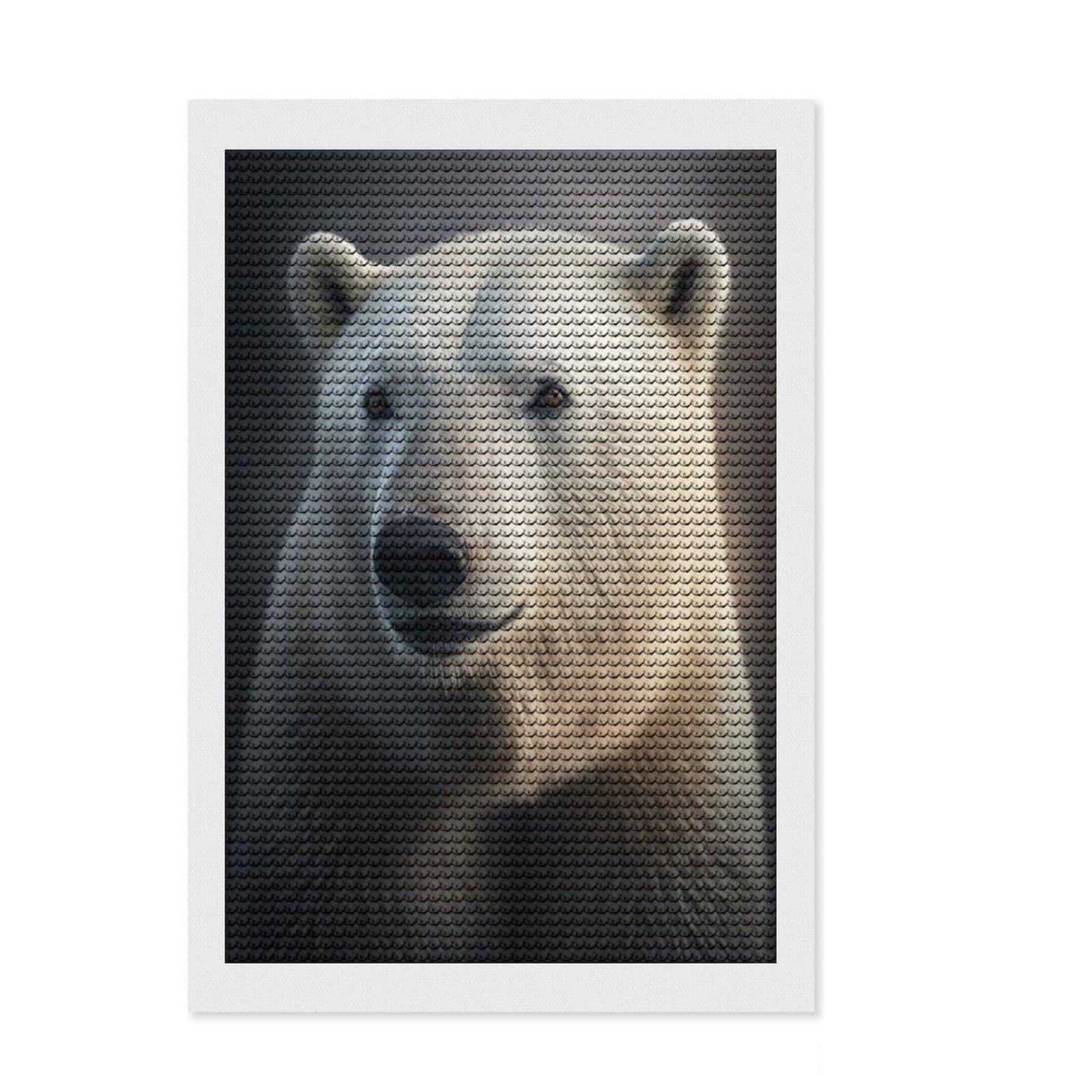 Junmoney Polar Bear Portrait Diamond Art Canvas 8"x12", Farmhouse Decor, for Women, Fun Craft Experience, Thoughtful Handmade Gift