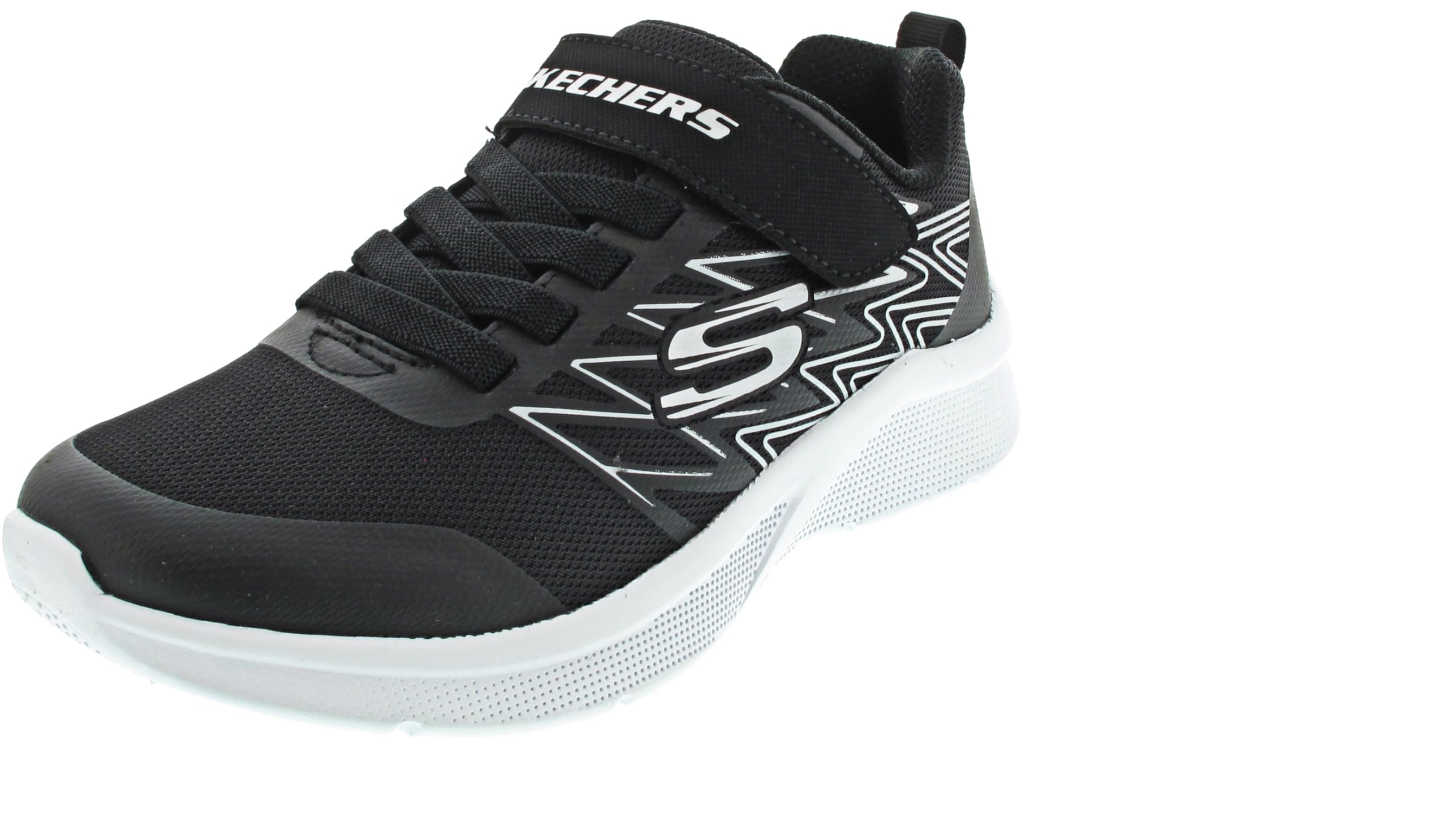 Skechers Buty sportowe chłopięce Microspec Texlor, Czarne tekstylne czarne srebrne wykończenie, 37 EU
