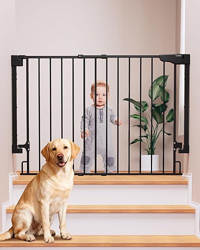 Cumbor 29.2–43" Puerta de bebé para escaleras, de montaje en pared (se requiere taladrar), puerta para perros expandible sin barra inferior, puerta