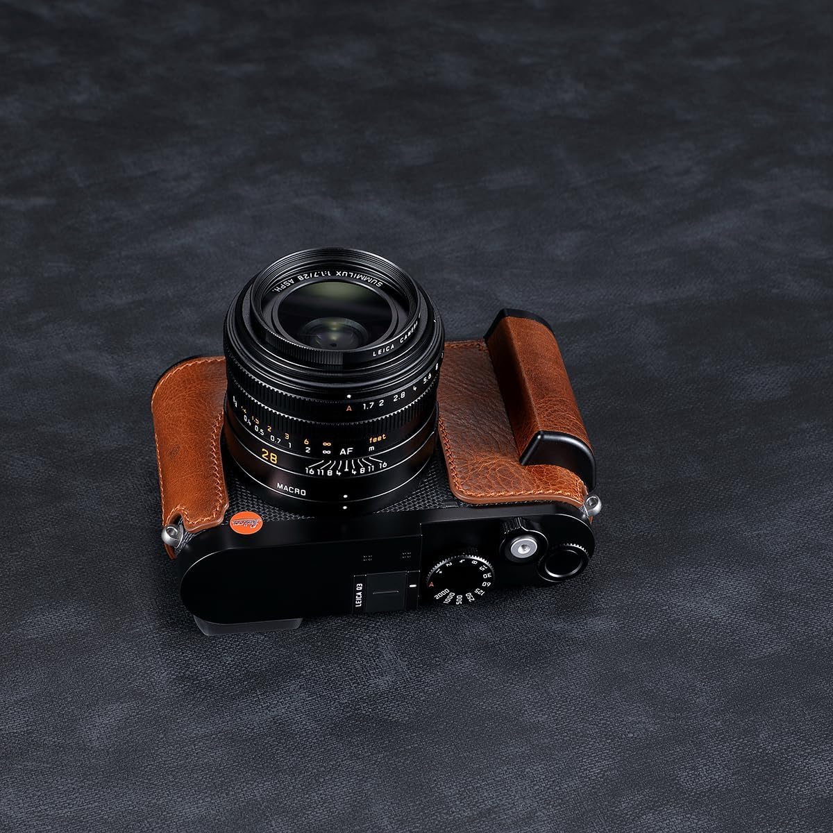 Camera Half Case for Leica Q3, Vintage Metal Genuine Leather Camera Protective Cases Stylish Portable Shockproof (Coffee)