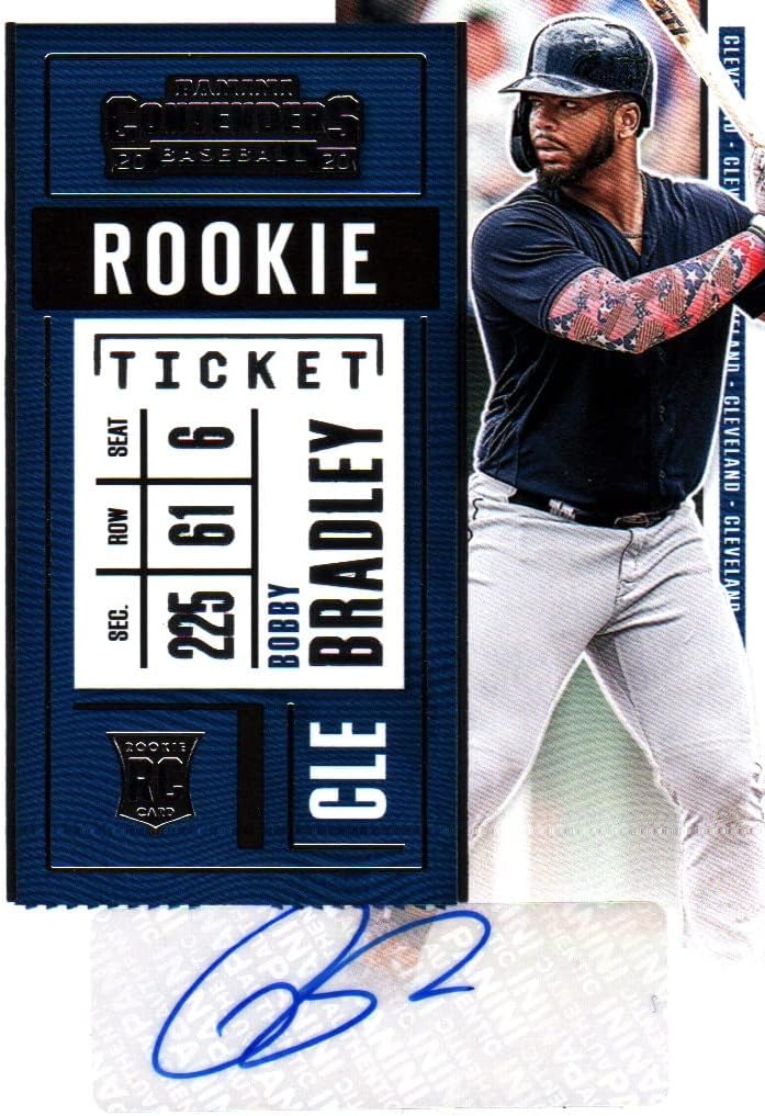 Bobby Bradley Autographed Panini Contenders Rookie Card Collectible Baseball Card - 2020 Panini Contenders Rookie Ticket Baseball Card #138 (Indians) Free Shipping & Tracking