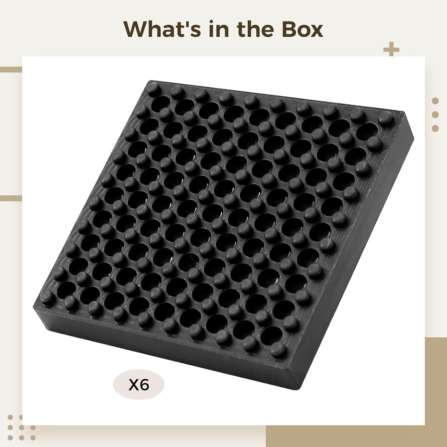 Rubber Vibration Dampening Pads 4X4X0.8, 6 Pcs Exercise Equipment Mats, Nonslip Stationary Mats, for Treadmills Exercise S and Heavy Machinery