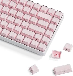 XVX Keycaps - Crystal Jelly Keycaps, Custom Keycaps 113 Keys, Side Printed Keyboard Keycaps OEM Profile Pink Keycaps for 61/68/84/87/98/100 Cherry Gateron MX Mechanical Keyboard