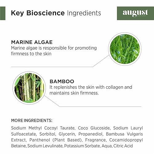 Miniatura 4 de August Bioscience Gel de ducha corporal con algas marinas y extracto de bambú, 8.5 onzas (8.5fl oz), gel de ducha hidratante de baja espuma, gel de