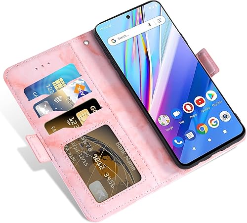 Miniatura 4 de Asuwish Funda de teléfono para BLU G91 Pro con protector de pantalla de vidrio templado y funda de cartera de mármol, soporte de ranura para