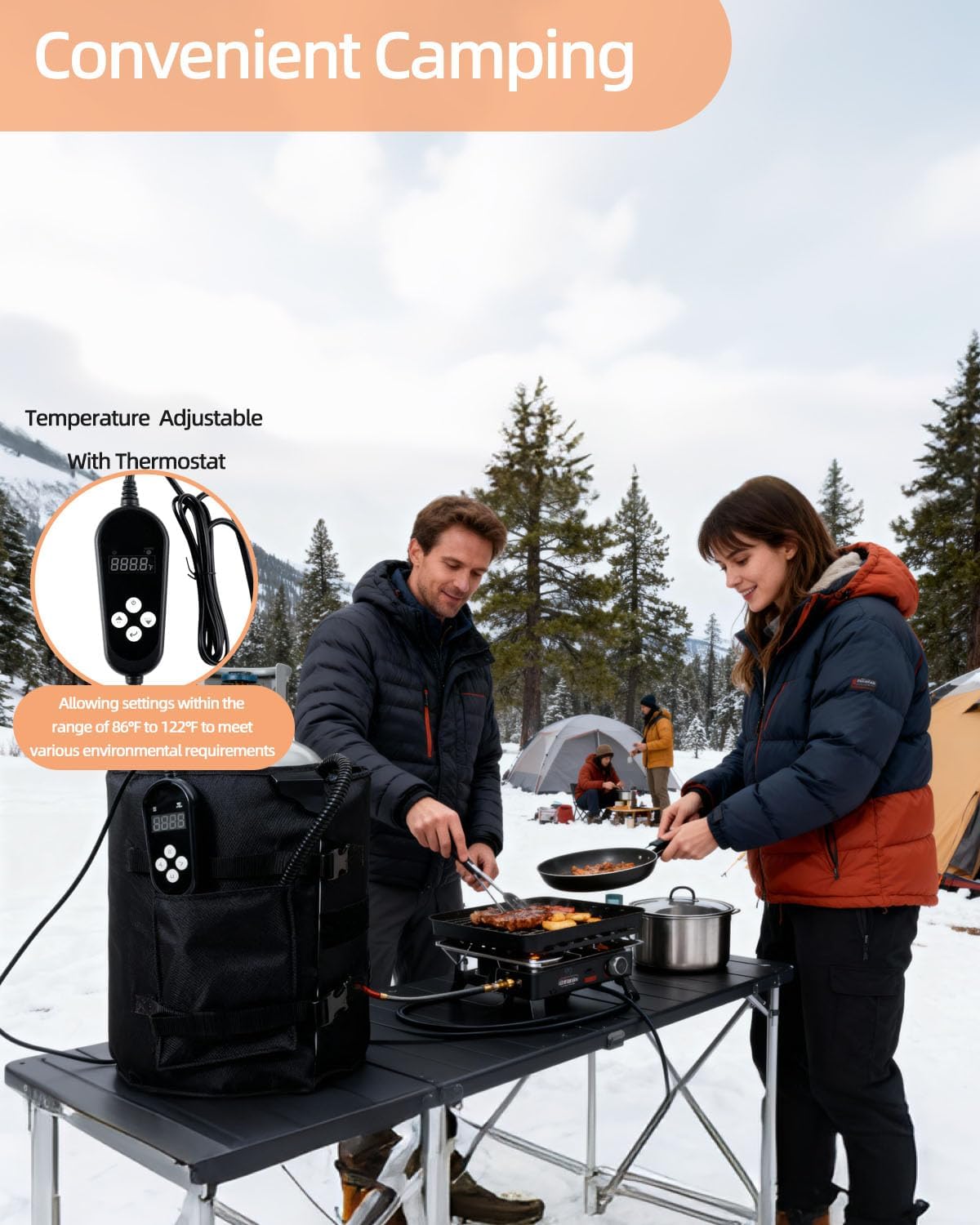 Propane Tank Heater Blanket, Gas LP Cylinder Warmer, Propane Heater with Timer and Thermostat Temperature Adjustment 86-122⁰F Fit for 5, 10, 20, 30, 40 LB Tanks