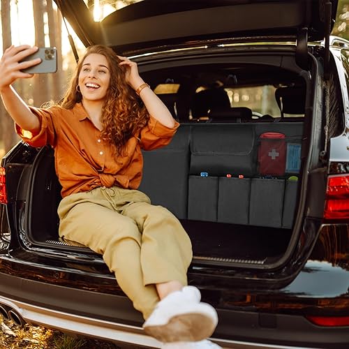 Miniatura 7 de Organizador de maletero de automóvil, organizador colgante para asiento trasero con bolsillos de almacenamiento para SUV, camión, camioneta,