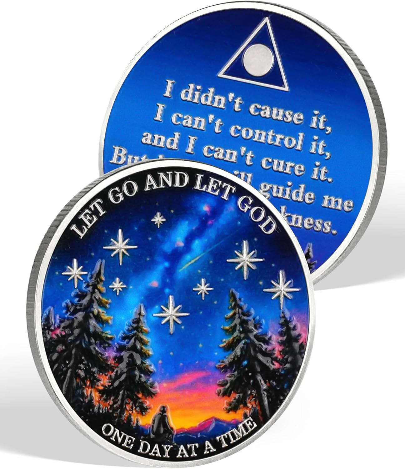 Al-Anon Sobriety Coin | Staring at Shooting Stars and Quotes Design - Recovery Medallion for Self-Care and Spiritual Healing - Sobriety Gift for Family Groups and Alateen