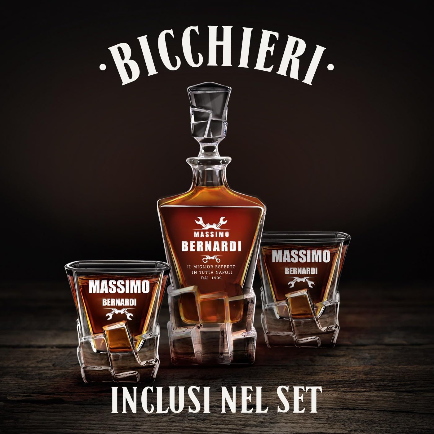 Maverton set Caraffa per whisky in vetro con 2/4/ 6 bicchieri