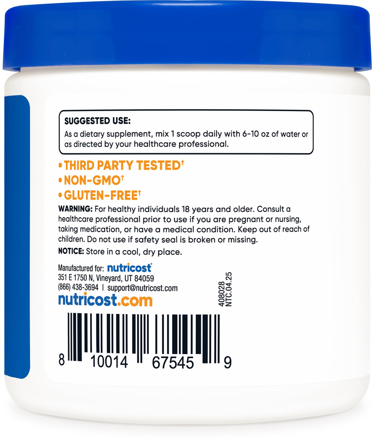 Nutricost Acetyl L-Carnitine HCI (ALCAR) 100 Grams per Container - 1G Per Serving - Non-GMO, Gluten Free, Unflavored — Amazon image 4