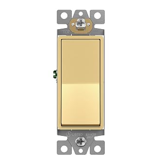 ENERLITES 3 -Way Decorator Paddle Light Switch، Gloss Finish، Single Pole or Three Way، 3 Wire، Grounding Screw، Residential Grade، 15A 120V / 277V، UL Listed، 93150-GD، Gold