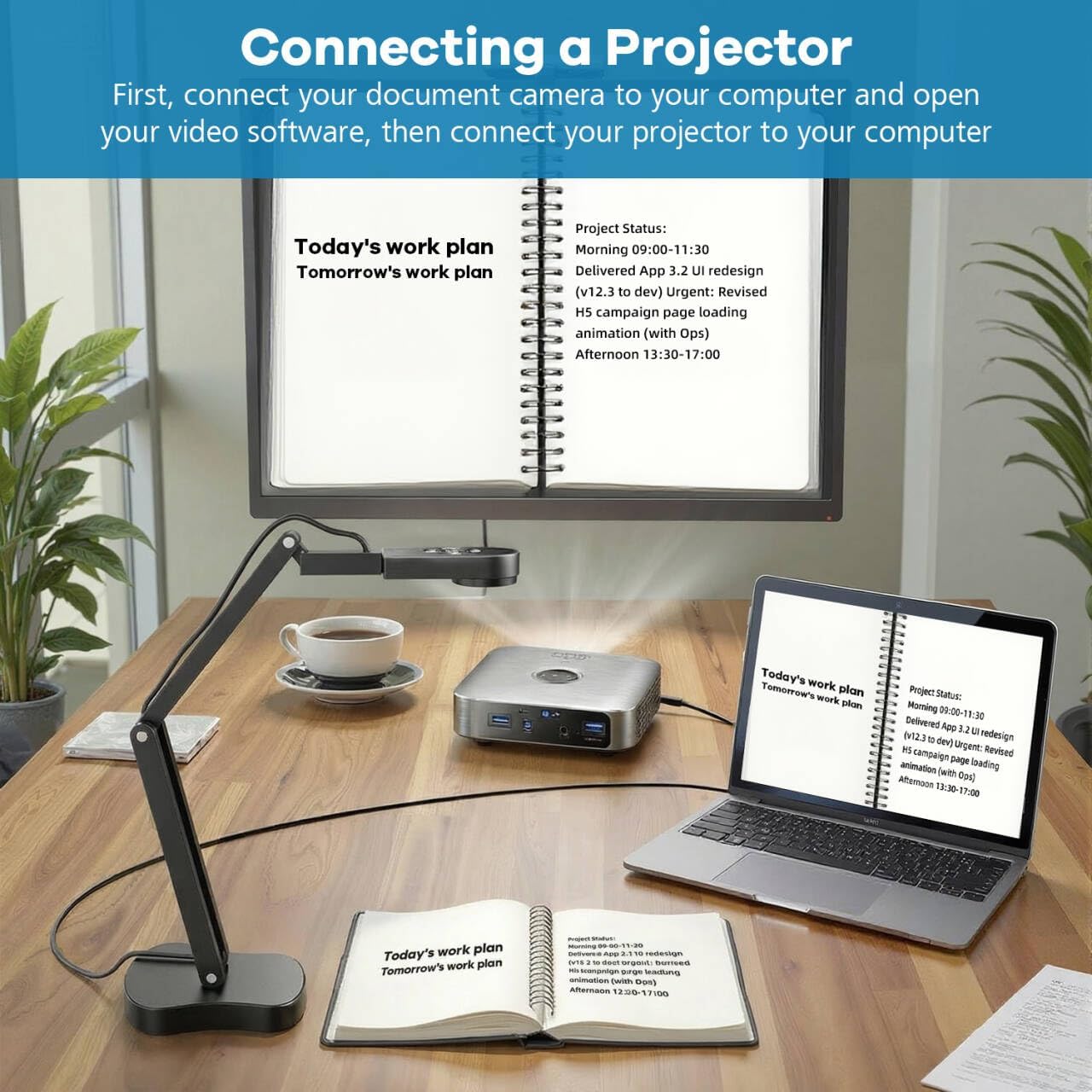 4K Document Camera&Webcam for Teachers: 8MP USB with 3-Level LED Light &Mic&Image Invert,Fold, A3 Format for Teaching in Classroom/Distance Learning Educators(Mac/Windows/Chromebook)