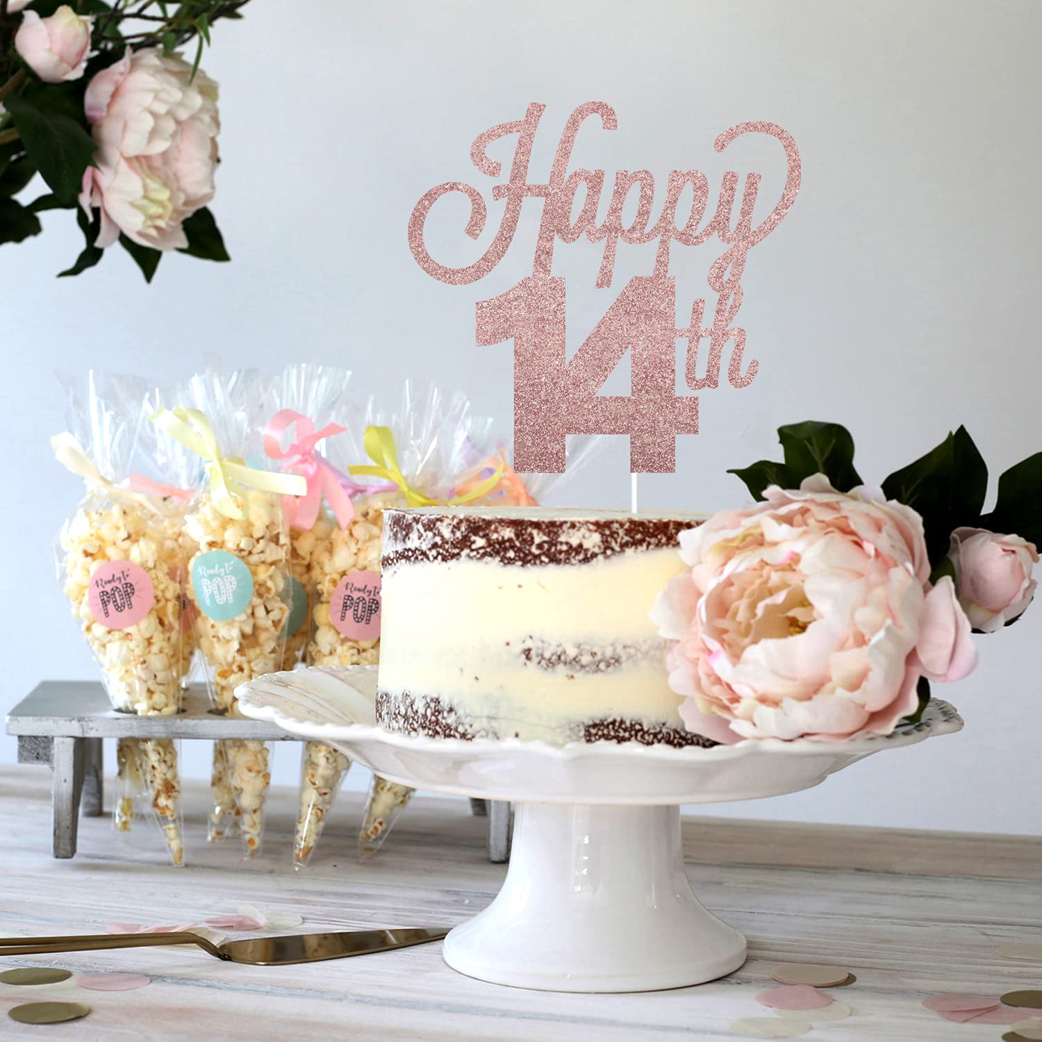 LINGTEER Striscione Decorativo Per 14° Compleanno: Scritta 'Happy 14th Birthday' Con Glitter, 2 Metri Di Festa!