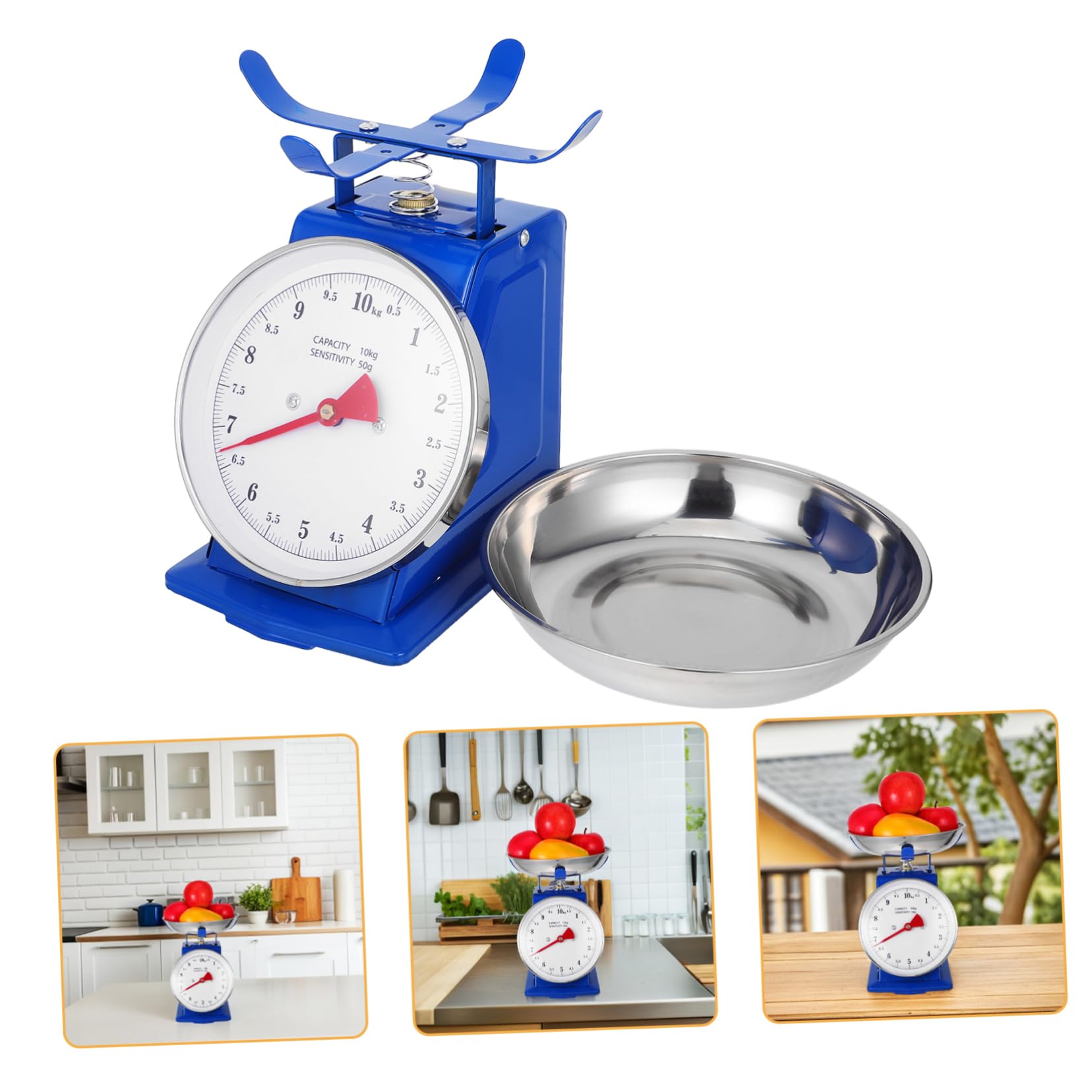 Mechanische Küchenwaage 10kg mit Abnehmbarem Edelstahl Tablett Batteriefrei und Präzise im Vintage Design zum Backen und Küchendeko