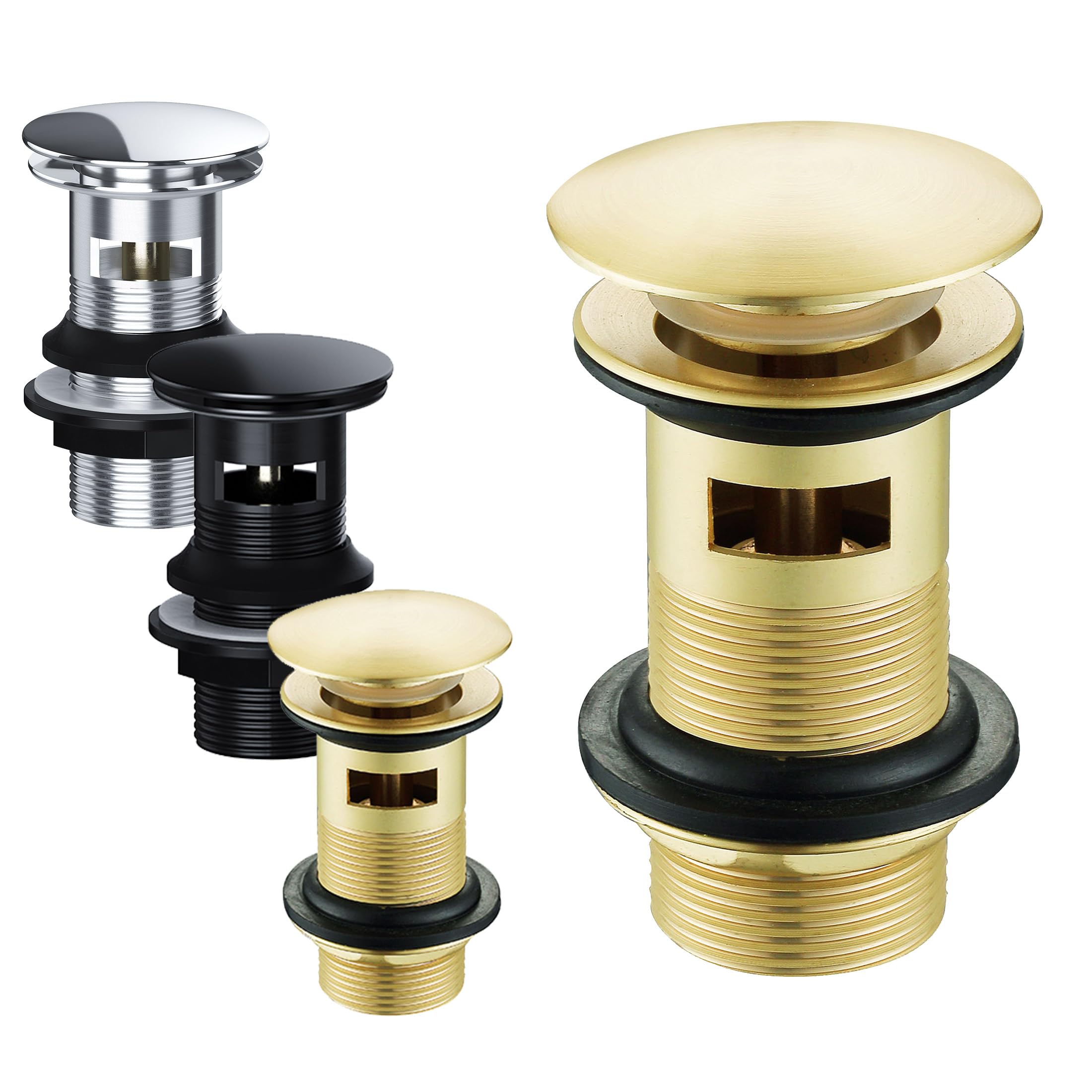 FNX Bathrooms Brushed Brass Full Cover Slotted Bathroom Basin Sink Waste from B&Q