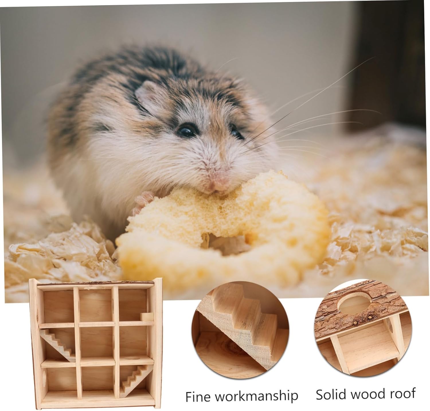 YARNOW Portable Pet Hamster Toy Maze Creative Safe Pine Bark Material Pet Accessories